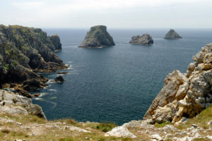 Pointe de Penhir, with the rock formation 'Tas de Pois', Finistere, Crozon peninsula, Atlantic, Brittany, France Pointe de Penhir, with the rock formation 'Tas de Pois', Finistere, Crozon peninsula, Atlantic, Brittany, France